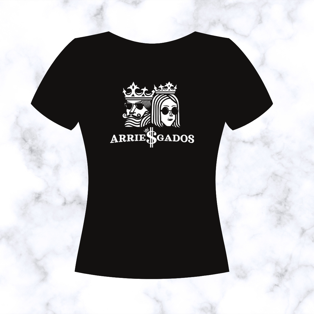 T-SHIRT BLACK WITH WHITE ARRIESGADOS FACE LOGO - Slim Fit women small size